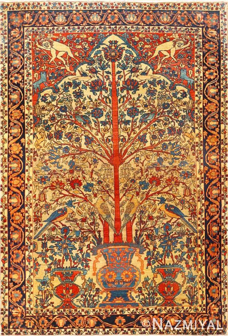 Antique Persian Fine Sarouk Farahan Tree of Life Rug 48624 Detail/Large View