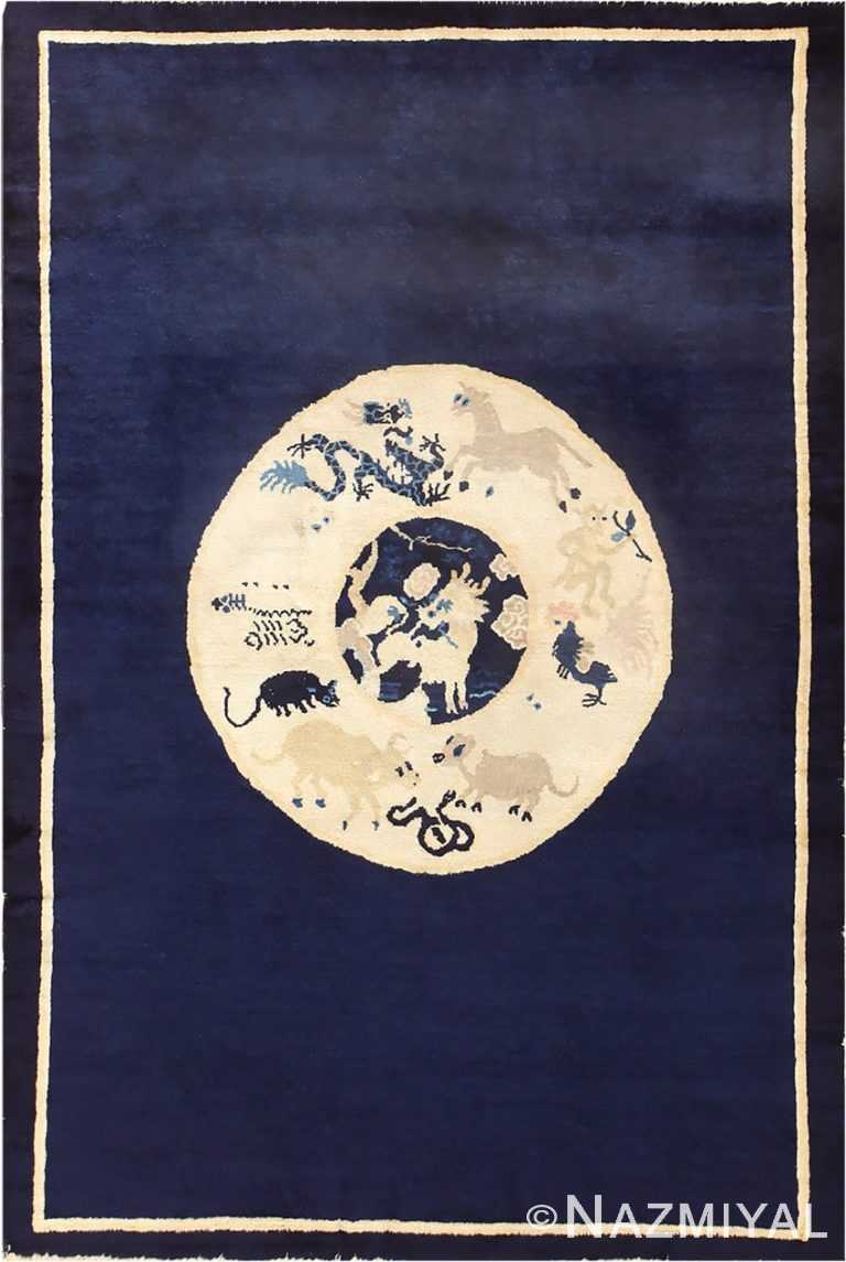 Collectible Antique Chinese Zodiac Scatter Rug 48627 Nazmiyal
