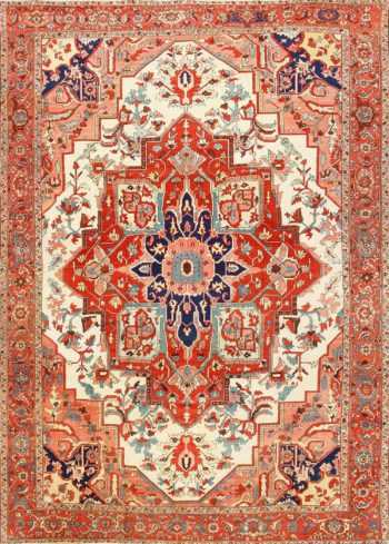 Large Antique Persian Heriz Serapi Rug 48645 Nazmiyal