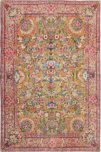 saffron yellow antique persian kerman rug 48659 Nazmiyal