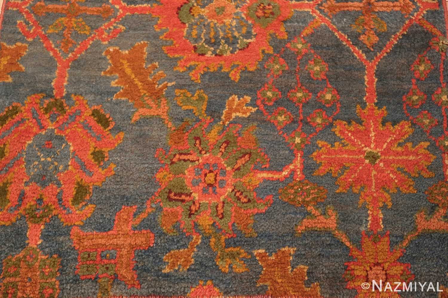 Detail Scatter size light Blue Antique Oushak rug 47627 by Nazmiyal