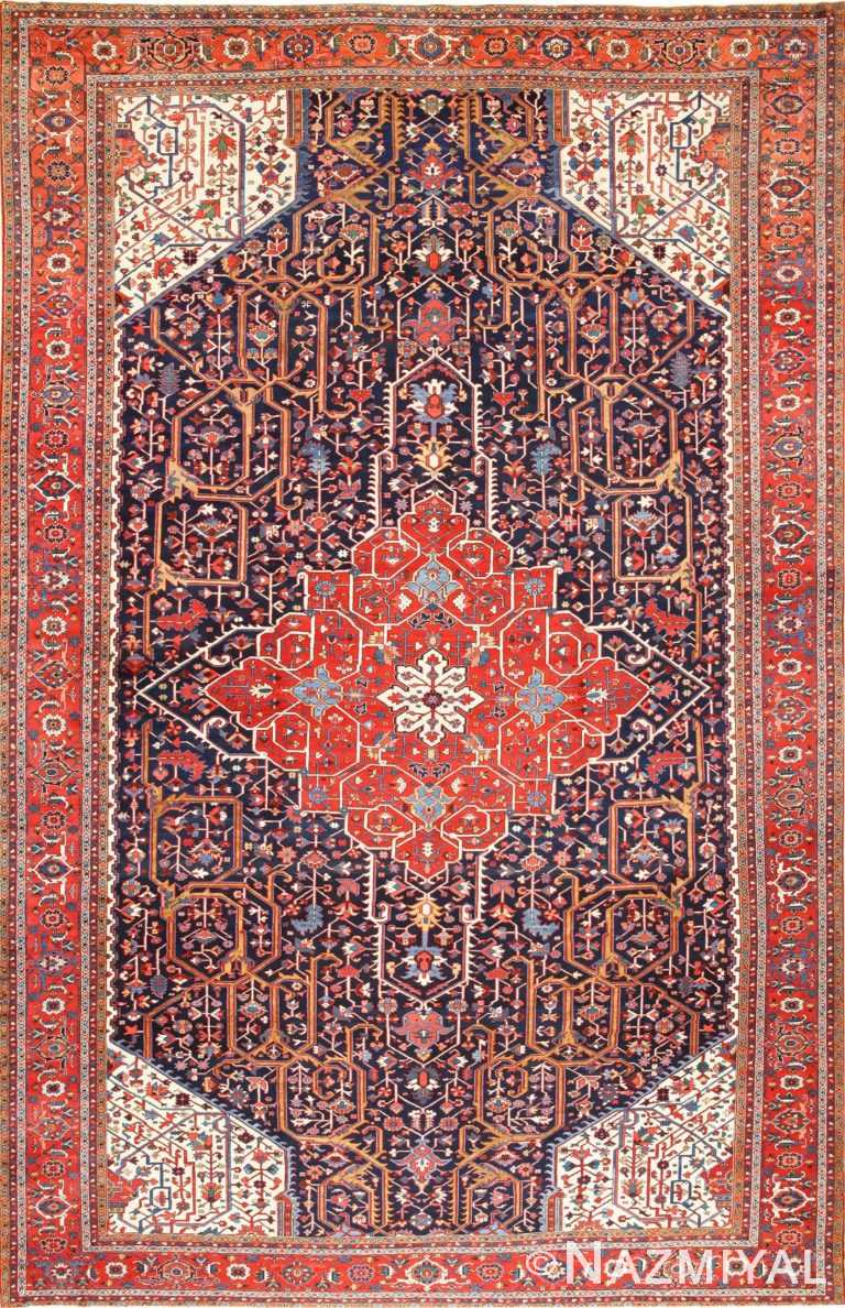Oversize Antique Persian Blue Serapi Heriz Rug #48677 by Nazmiyal Antique Rugs