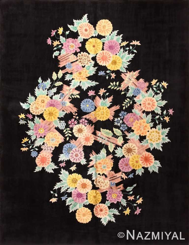 Black Floral 20th Century Chinese Rug 50448 Detail/Large View