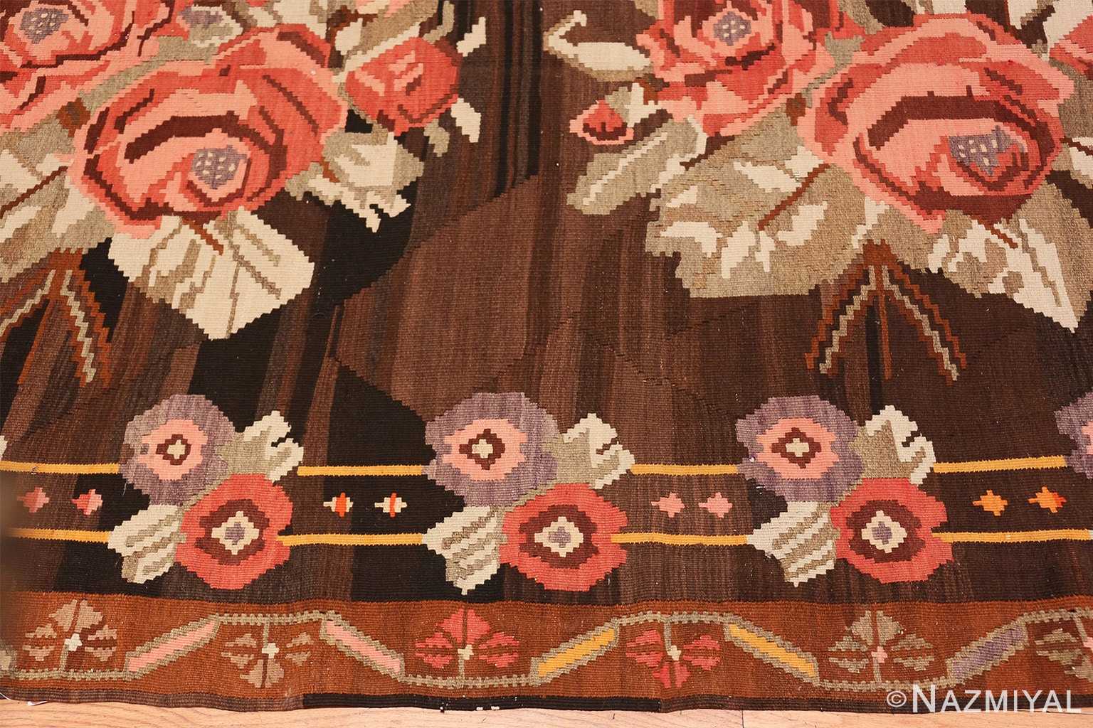 Border floral vintage Turkish Kilim rug 50476 by Nazmiyal