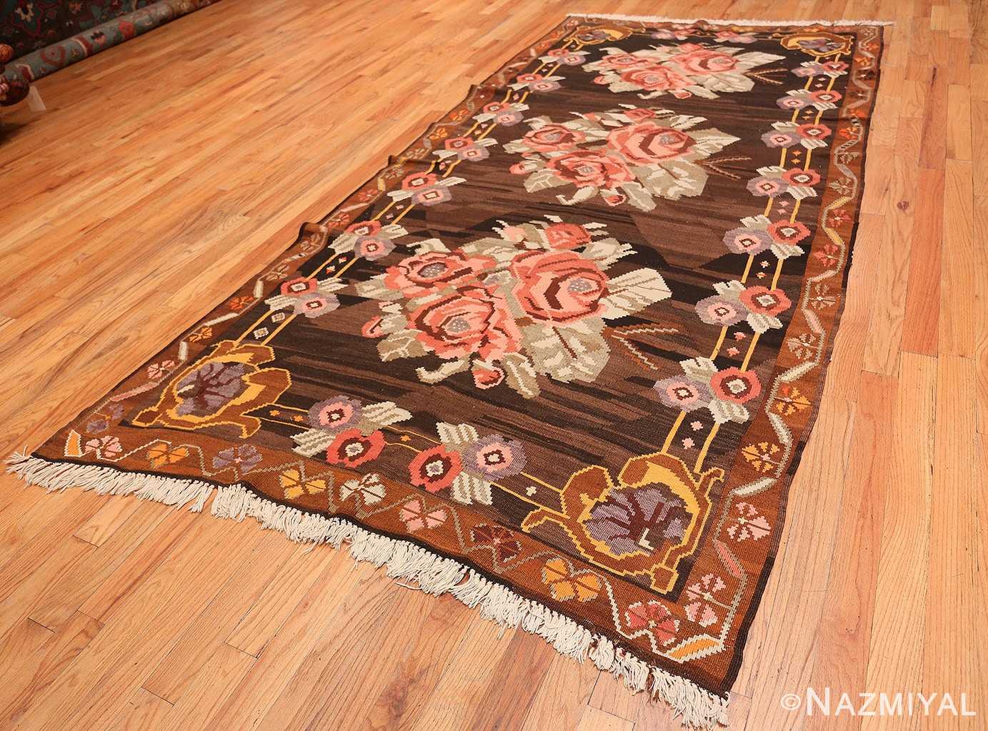 Full floral vintage Turkish Kilim rug 50476 by Nazmiyal