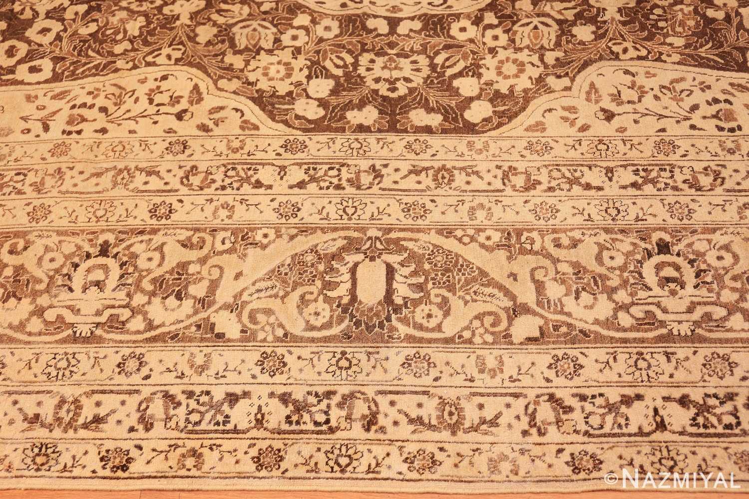Border Brown background Large Antique Persian Tabriz rug 50450 by Nazmiyal Antique Rugs