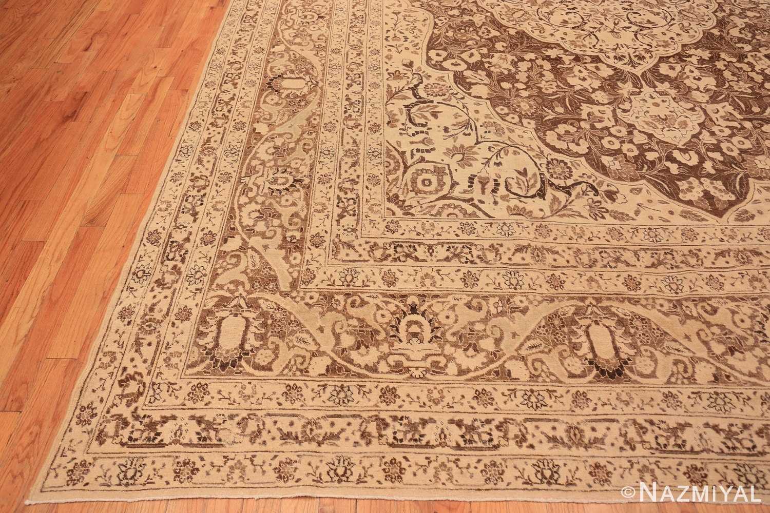 Corner Brown background Large Antique Persian Tabriz rug 50450 by Nazmiyal Antique Rugs
