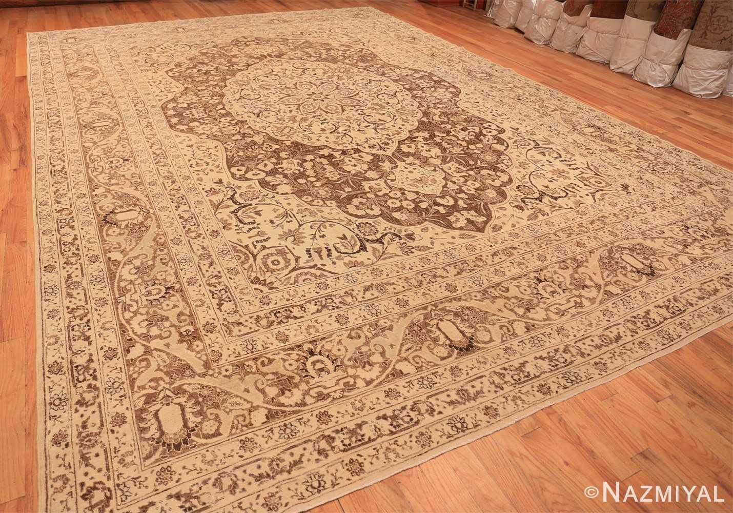 Full Brown background Large Antique Persian Tabriz rug 50450 by Nazmiyal Antique Rugs