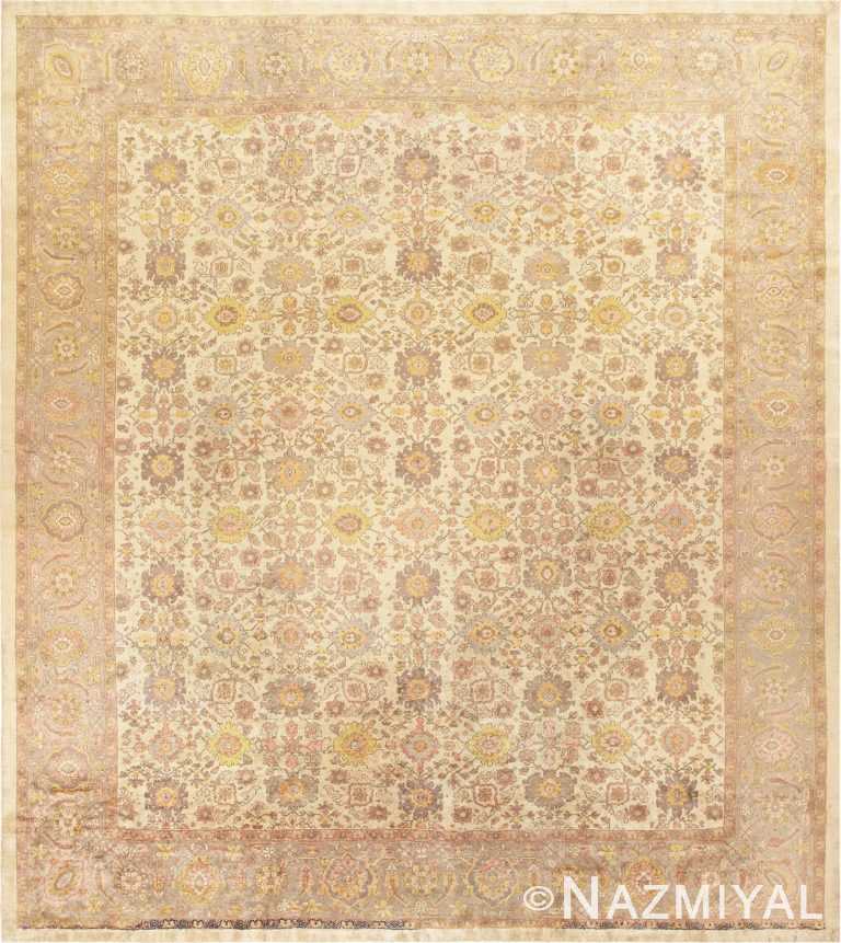Ivory Antique Square Persian Sultanabad Rug 50590 Nazmiyal