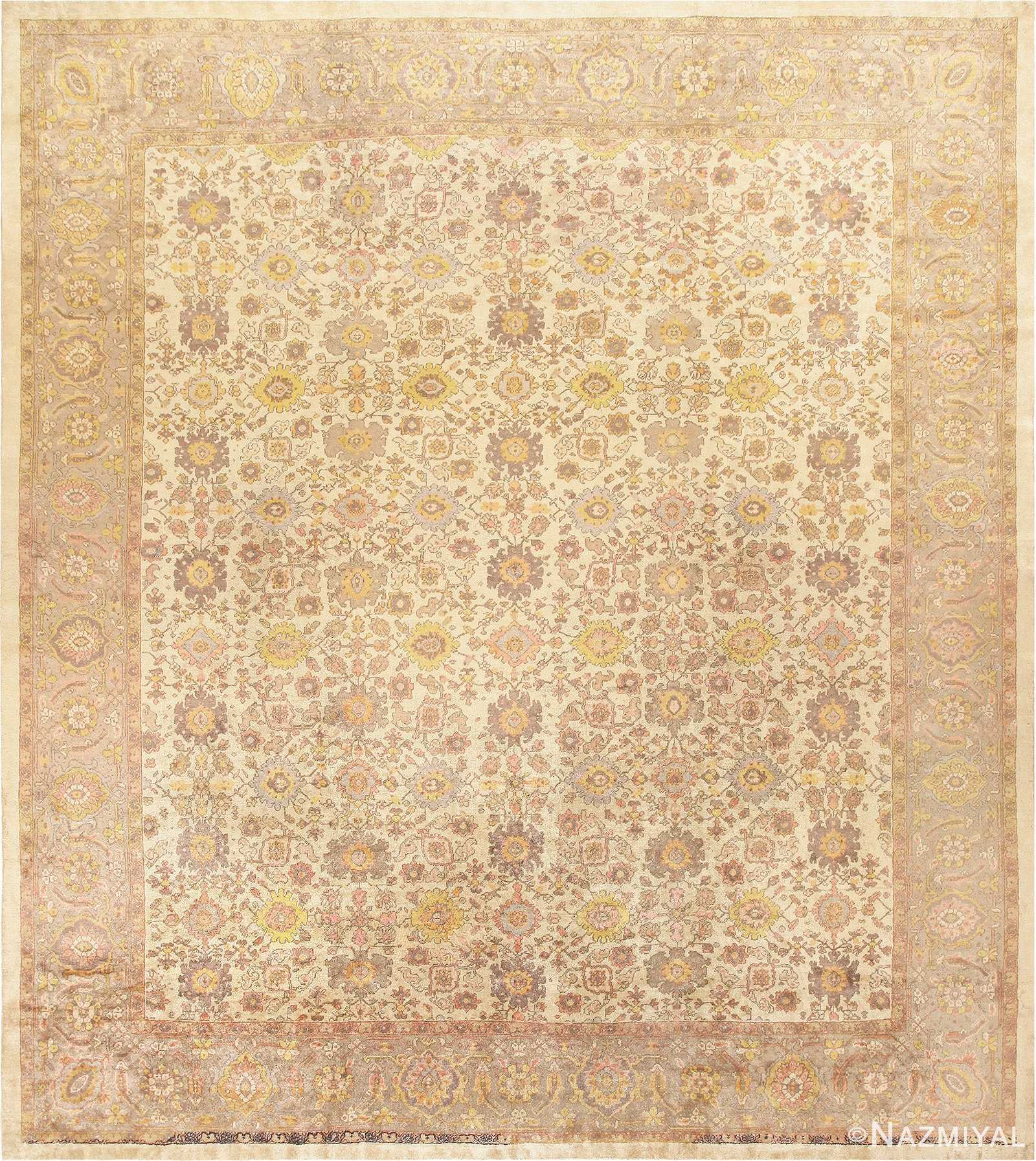 Ivory Antique Square Persian Sultanabad Rug 50590 Nazmiyal
