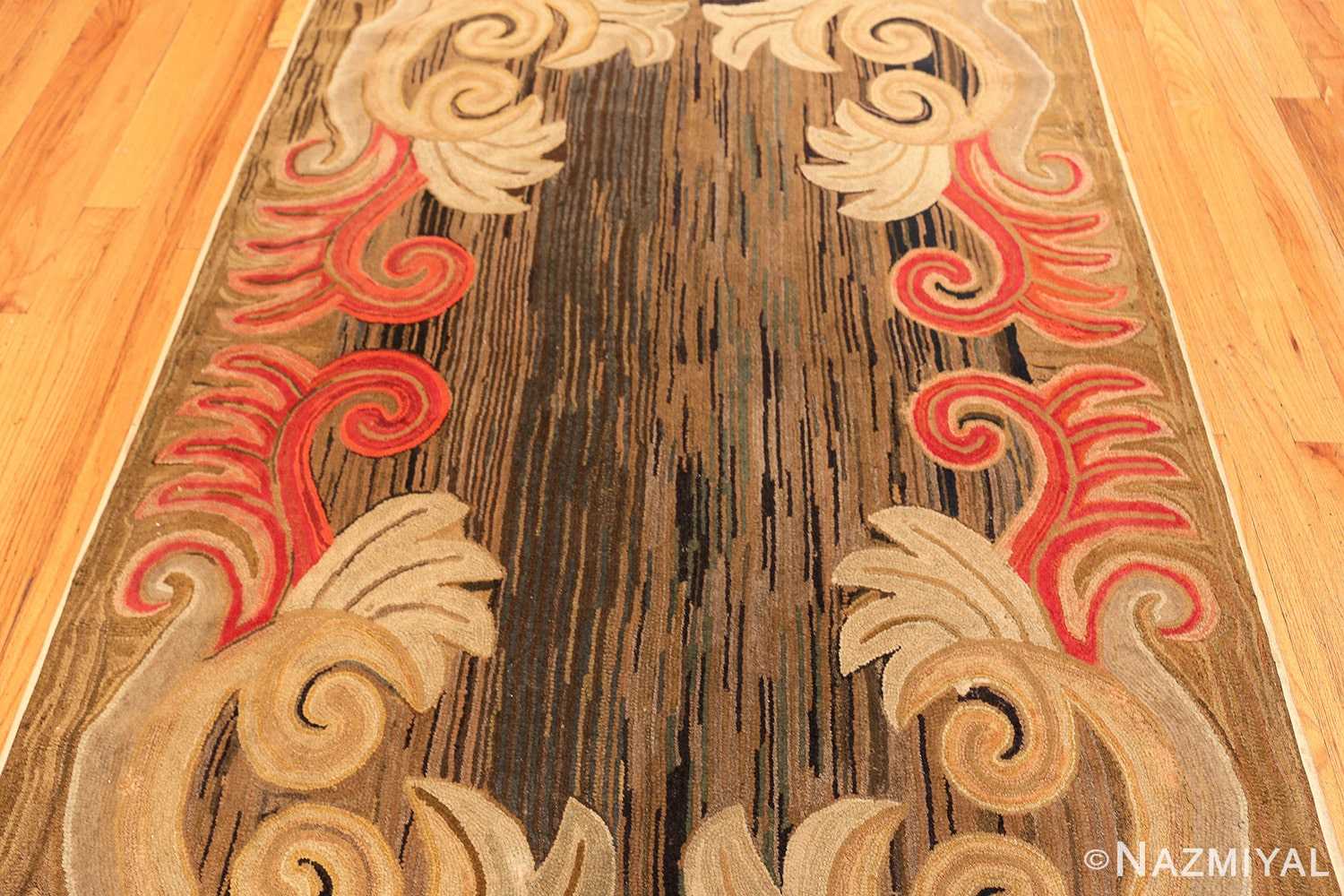 Field antique folk art American hooked rug 50560 by Nazmiyal