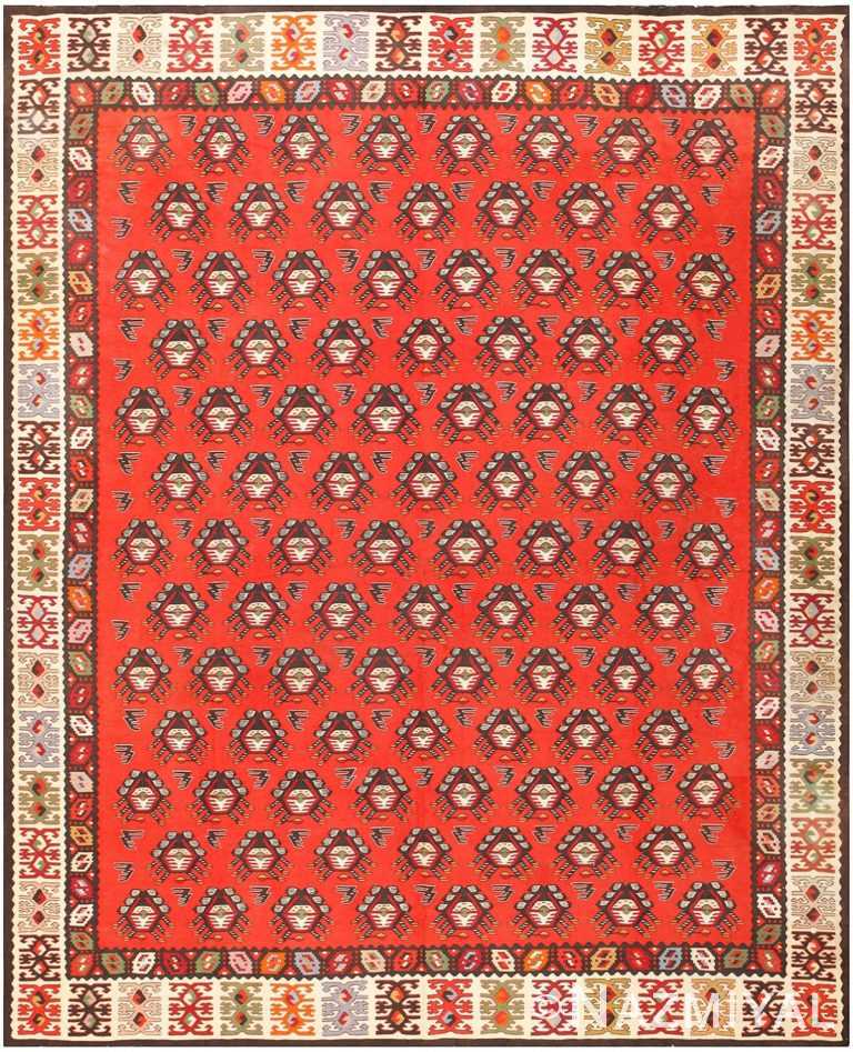 Red Background Tribal Antique Turkish Kilim Rug 50655 Nazmiyal