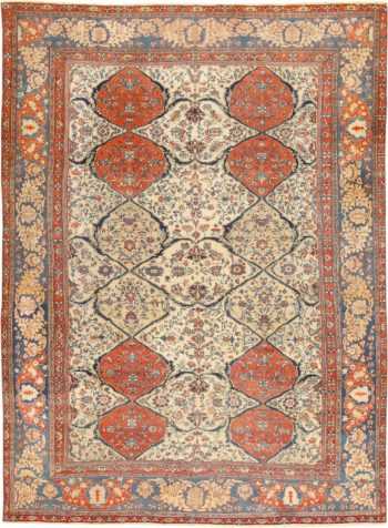 Antique Persian Ivory Sarouk Farahan Oriental Rug 40530 Nazmiyal