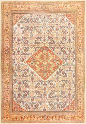 Ivory Antique Sultanabad Persian Rug 50659 Nazmiyal