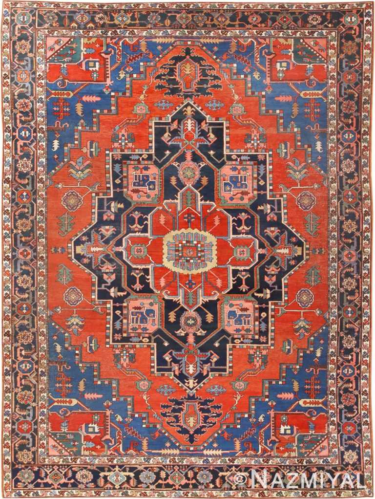 Beautiful Antique Persian Medallion Heriz Serapi Rug #48856 from Nazmiyal Antique Rugs in NYC