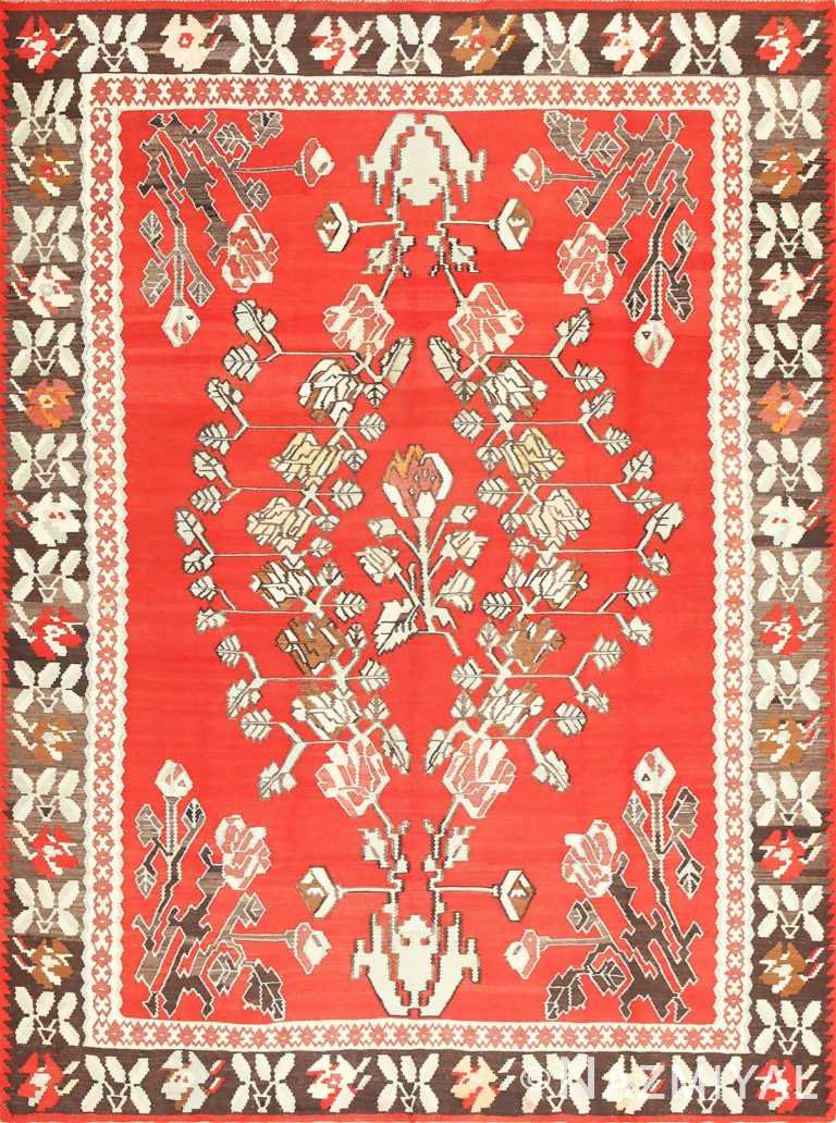 Vintage Floral Turkish Kilim Rug 50678 Nazmiyal