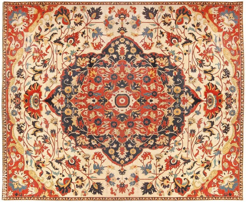 Large Beautiful Rug Amazing Gold White Zari Cotton Traditional Persian Carpet Ru