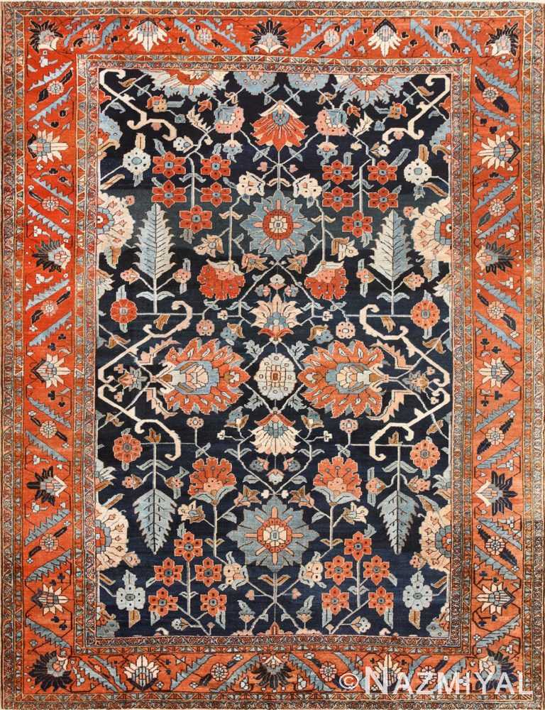 Antique Persian Blue Colored Heriz Rug 48860 Nazmiyal Antique Rugs