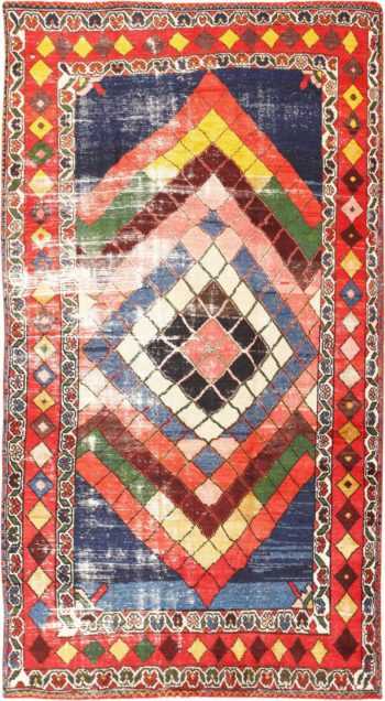 Diamond Design Vintage Tribal Persian Shabby Chic Gabbeh Rug 48963 Nazmiyal