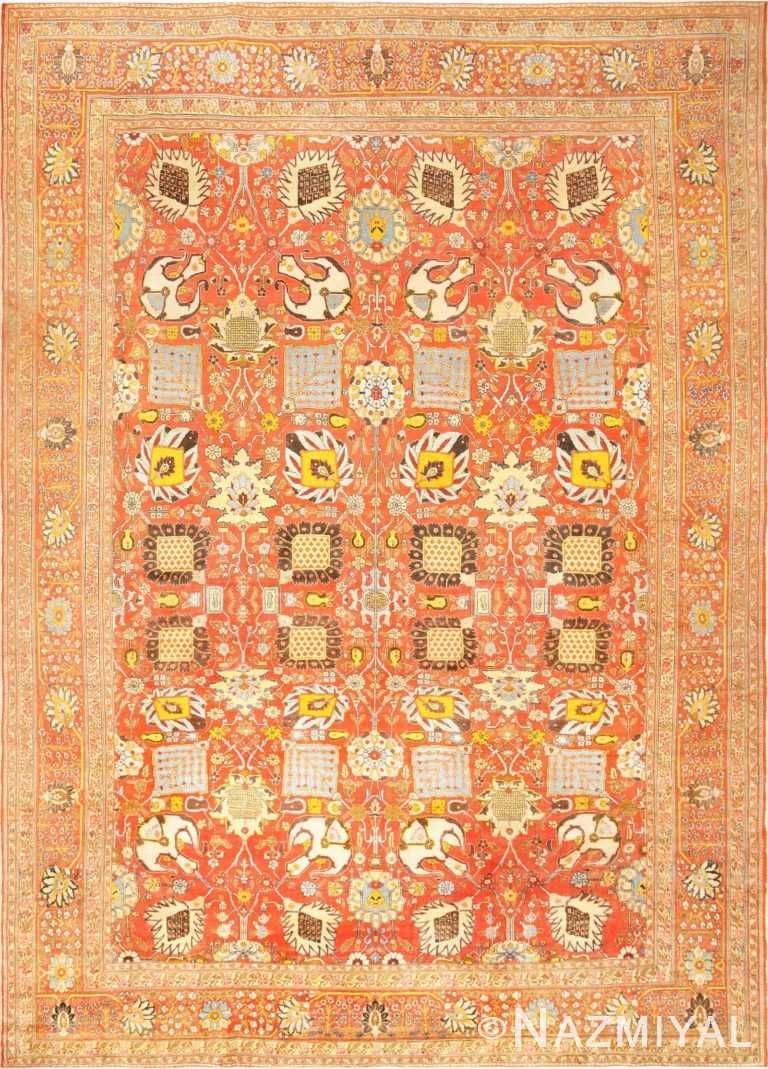 Fine Vase Design Antique Persian Tabriz Rug 48868 Nazmiyal