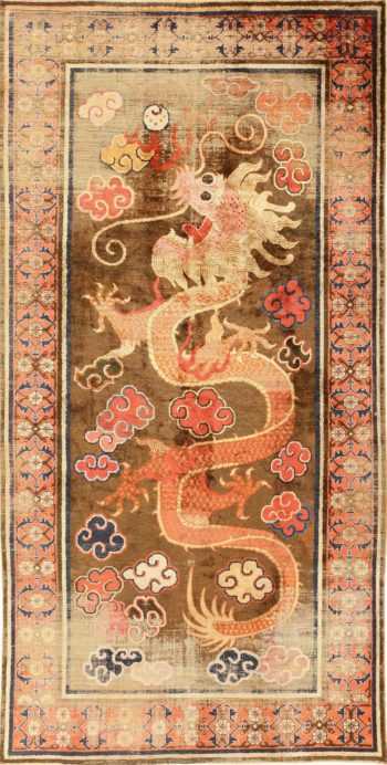 Antique Silk Chinese Dragon Rug 48997 Nazmiyal