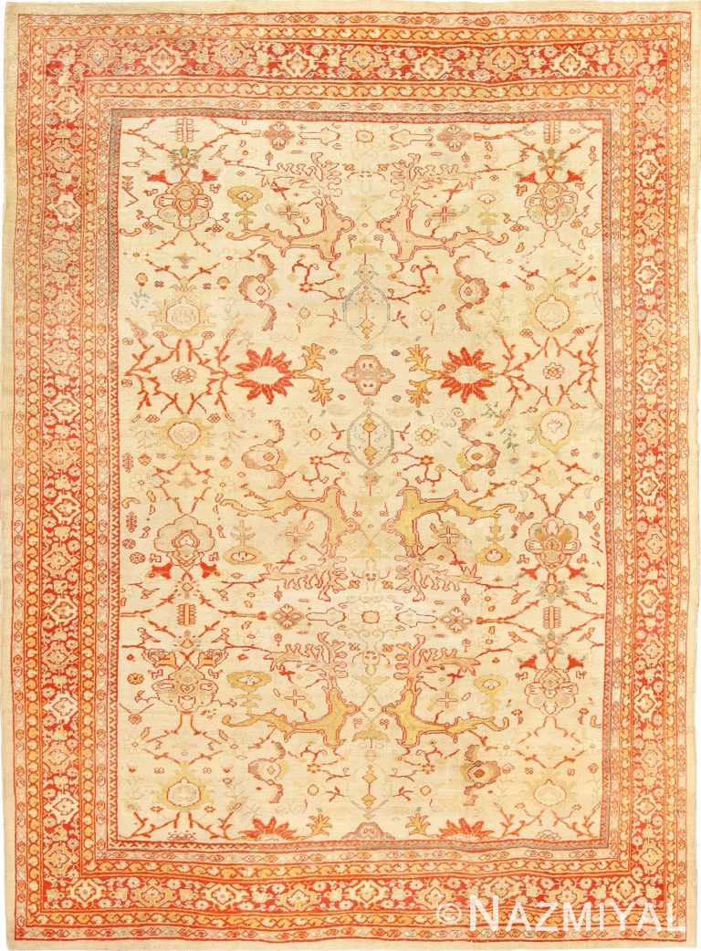 Antique Room Size Ivory Background Persian Sultanabad Rug 49163 Nazmiyal