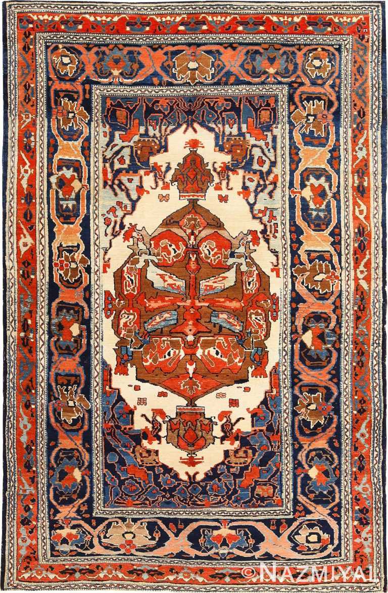 Small Tribal Antique Persian Bakshaish Rug 49156