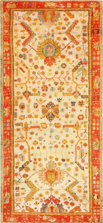 Antique Turkish Oushak Rug With Arts and Crafts Design 49146 by Nazmiyal