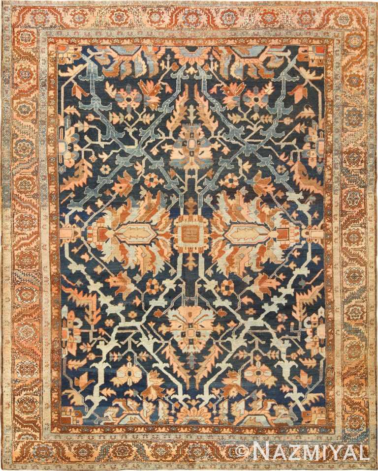 Blue Antique Room Size Persian Heriz Serapi Rug 49175 Nazmiyal