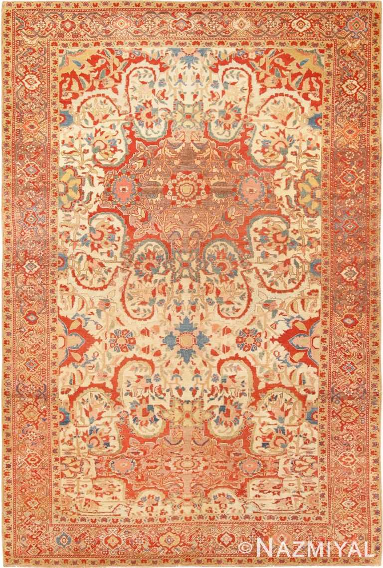 Fine Antique Ivory Persian Mishan Malayer Rug 48611