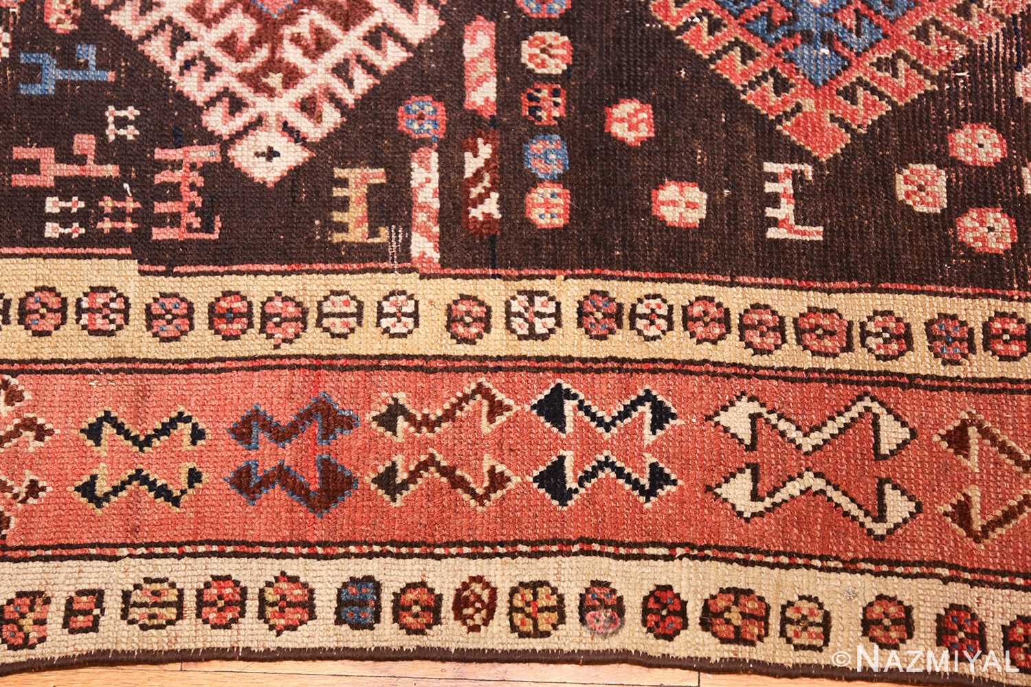 shabby chic antique persian kurdish rug 49150 border Nazmiyal