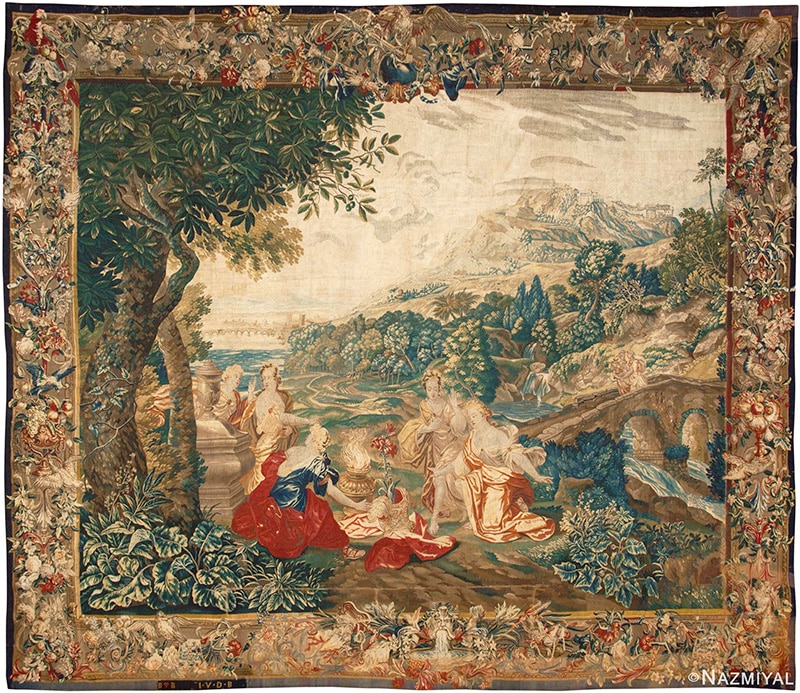 Vintage French Country Rococo Louis XV Ornately Carved Tapestry