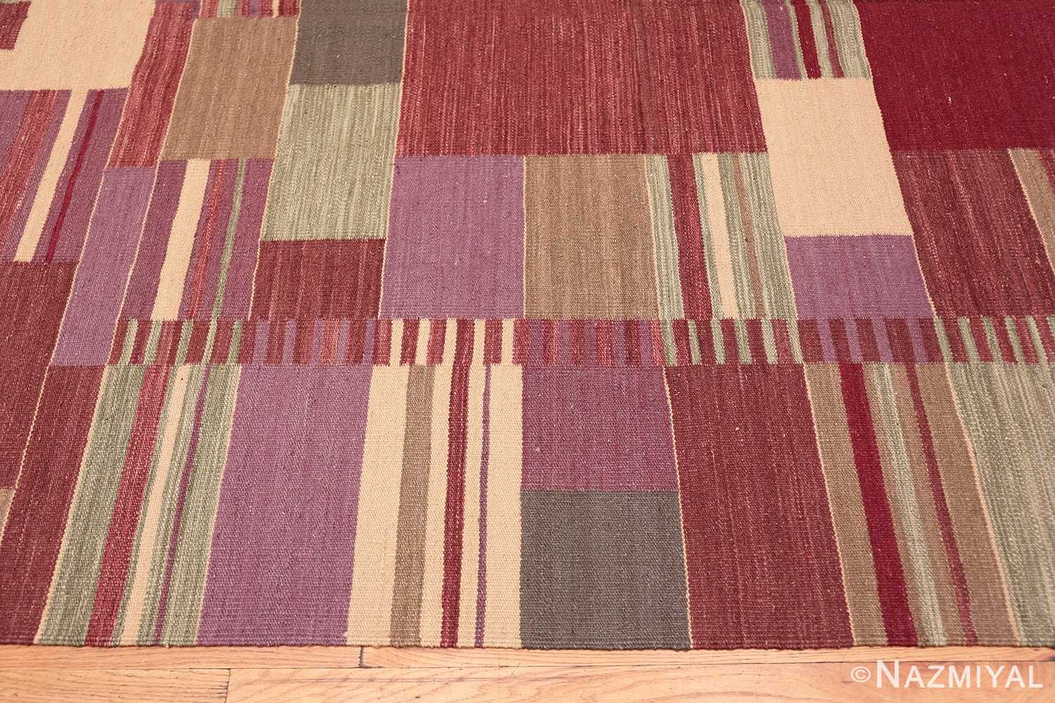 Border Swedish inspired Scandinavian Modern Kilim carpet 48479 by Nazmiyal