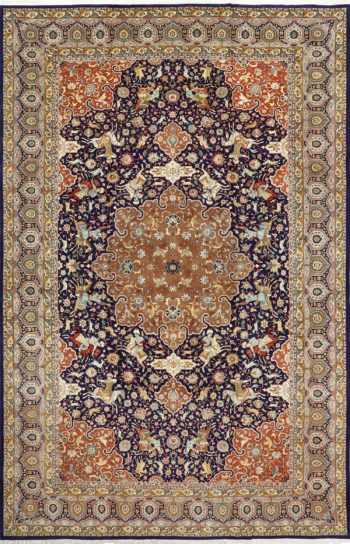 fine heydarzadeh hunting vintage tabriz persian rug 51026 Nazmiyal