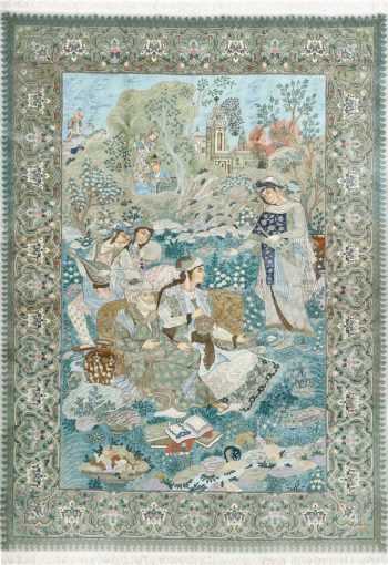 fine pictorial sheikh sannan vintage tabriz persian rug 51027 Nazmiyal