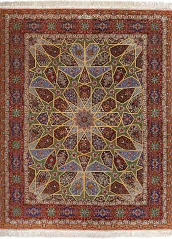 fine seyrafian vintage ghonbad silk foundation tabriz persian rug 51002 by Nazmiyal