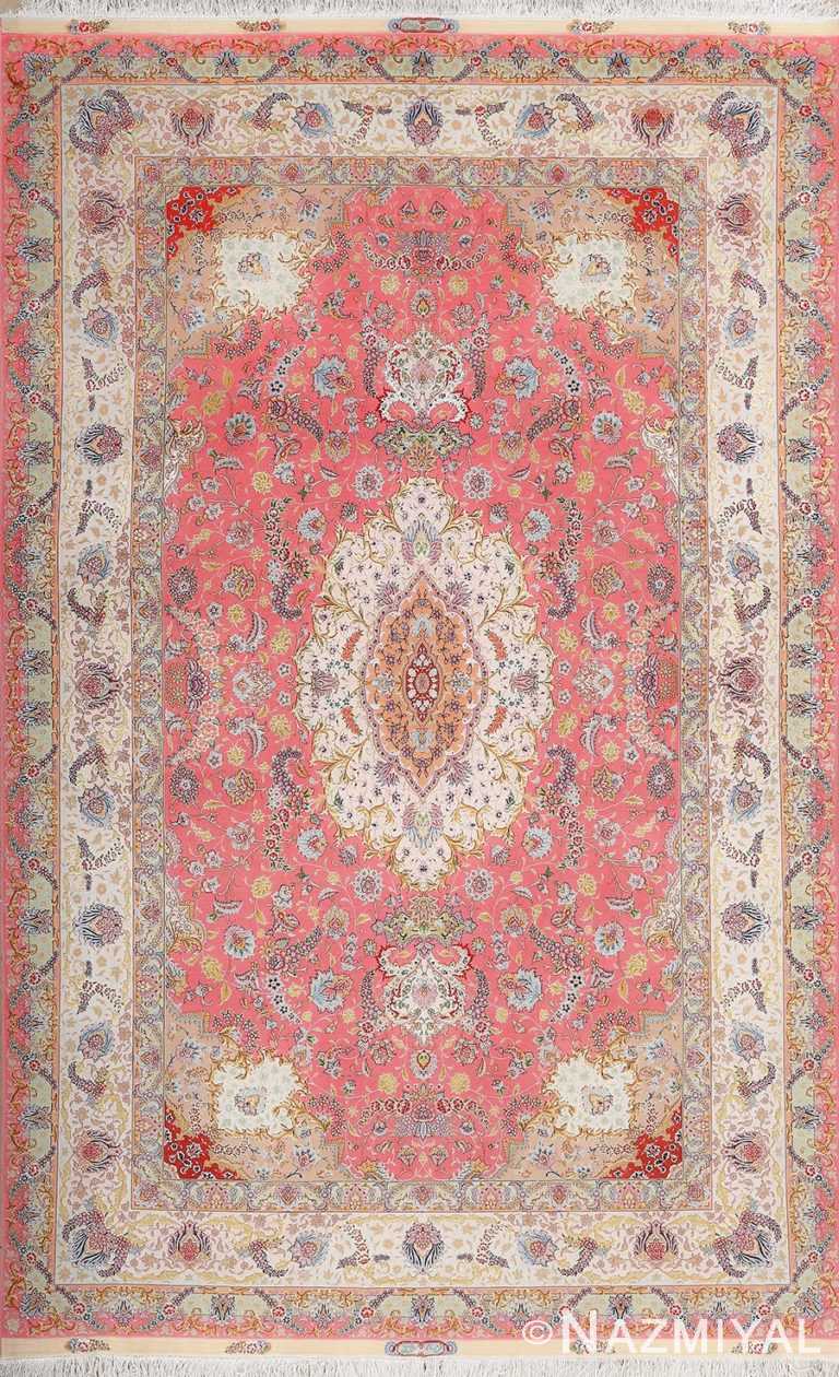 fine wool and silk design by khaljan vintage tabriz persian rug 51005 Nazmiyal