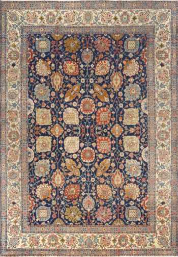 antique navy bakground tabriz persian rug 51061 Nazmiyal