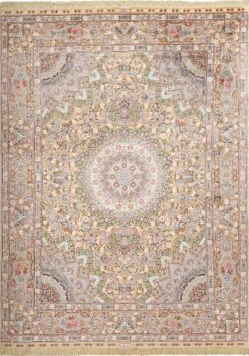 fine silk and gold thread vintage tabriz persian rug 51054 Nazmiyal