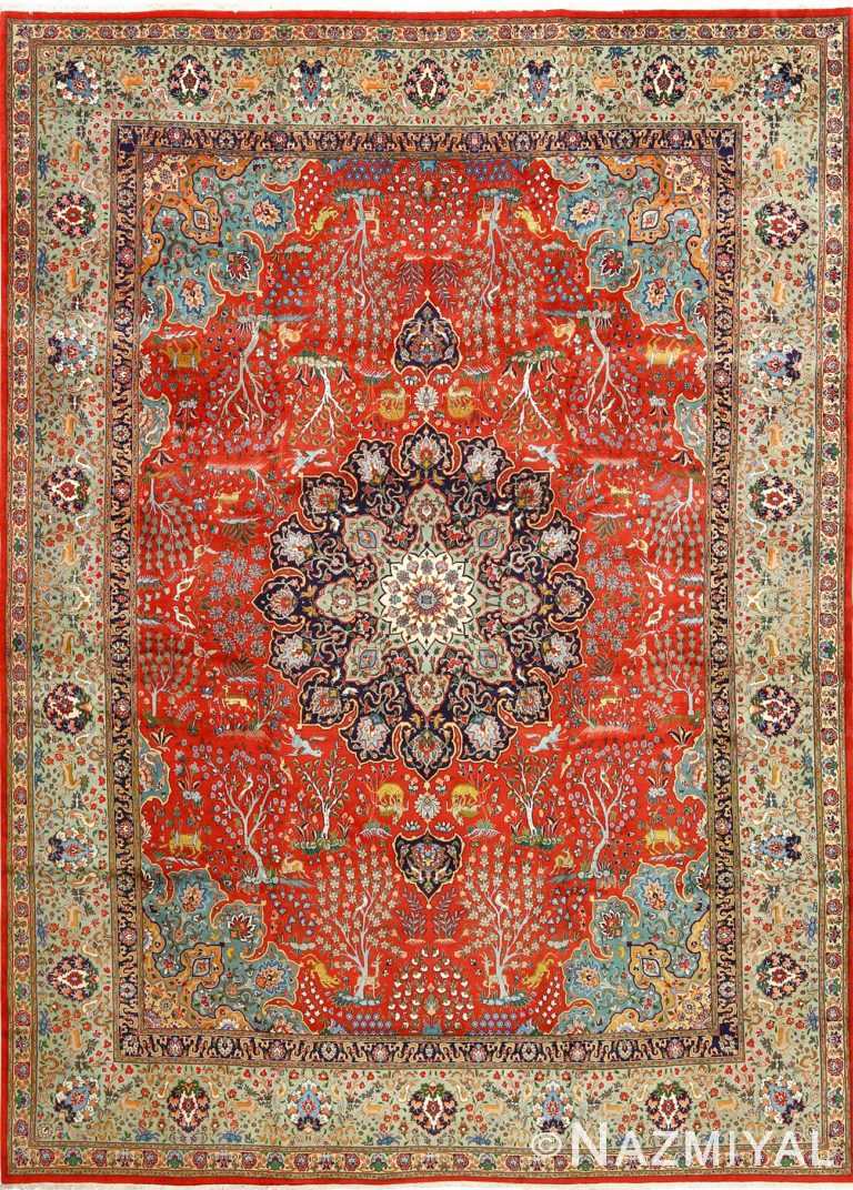 fine animal motif vintage tabriz persian rug 61064 Nazmiyal