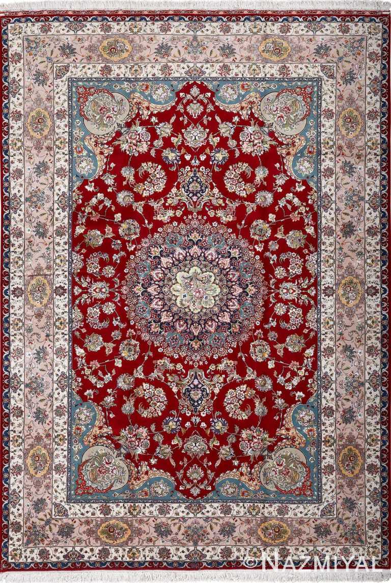 Fine Room Size Vintage Red Persian Tabriz Floral Rug #51031 by Nazmiyal Antique Rugs