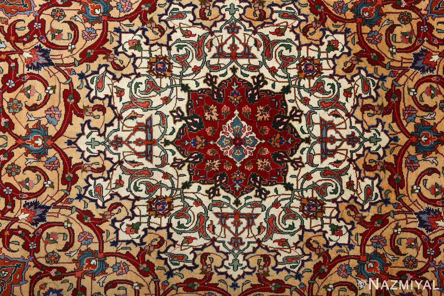 fine gonbad design vintage tabriz persian rug 51042 center Nazmiyal