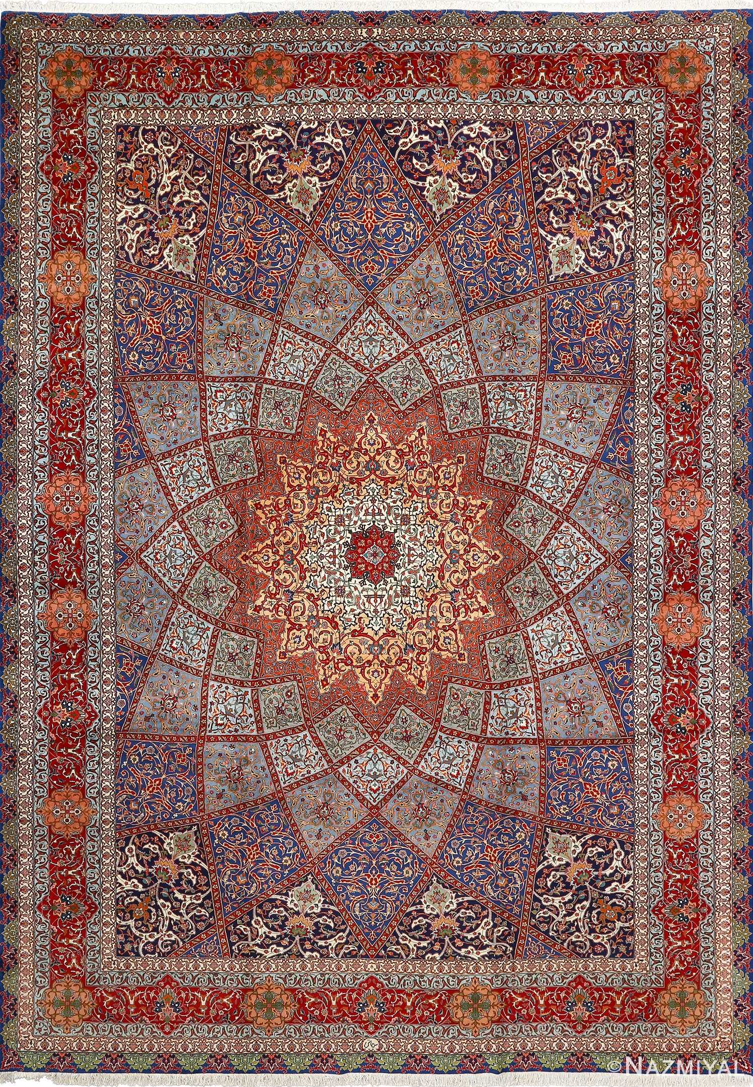 Large Fine Vintage Persian Blue Tabriz Area Rug #51042 by Nazmiyal Antique Rugs