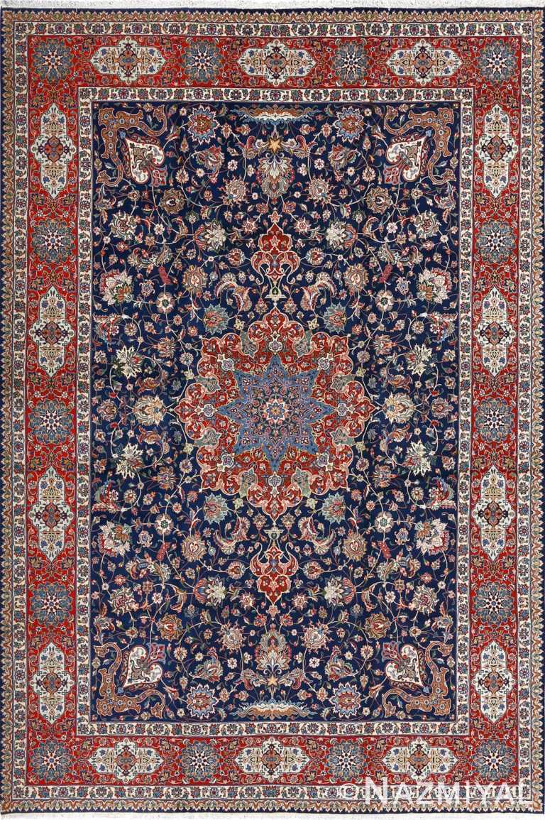 fine navy background vintage tabriz persian rug 51038 Nazmiyal