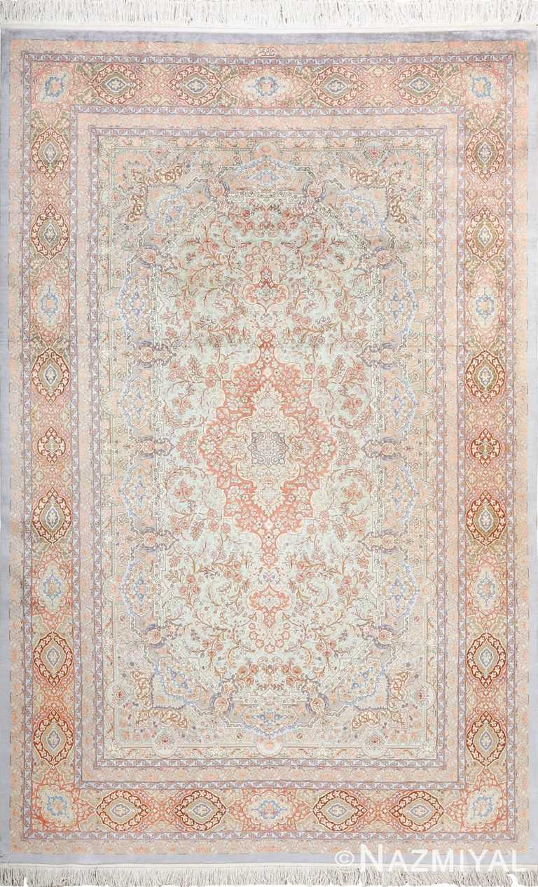 fine silk vintage qum persian rug 51052 Nazmiyal
