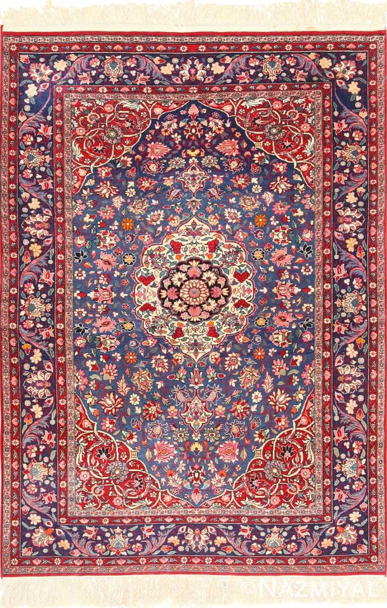 vinatge blue background tehran persian rug 49249 Nazmiyal