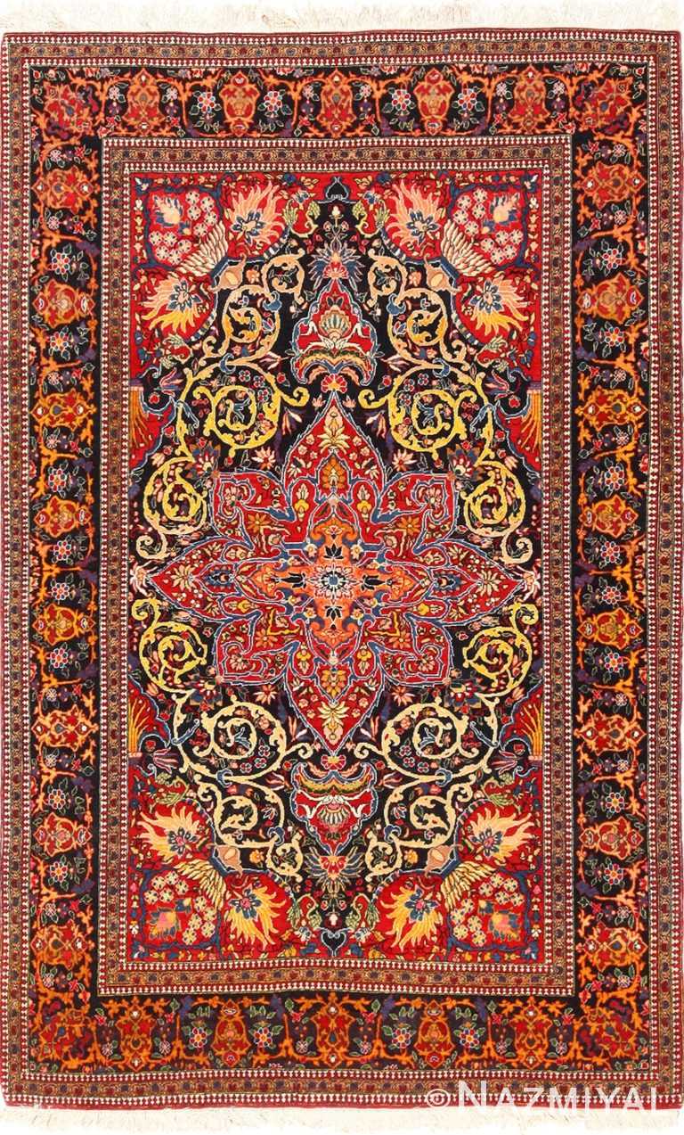 vintage dark background isfahan persian rug 49250 Nazmiyal
