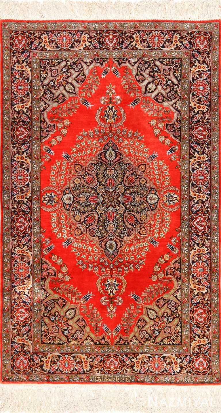 vintage silk qum persian rug 49247 Nazmiyal