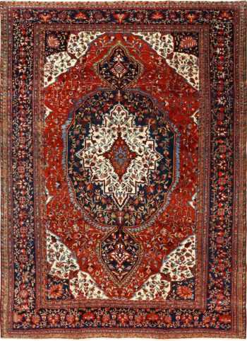 antique red background sarouk farahan persian rug 51095 Nazmiyal