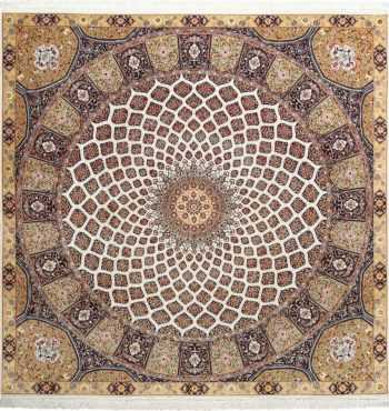 square gonbad design vintage tabriz persian rug 51075 Nazmiyal